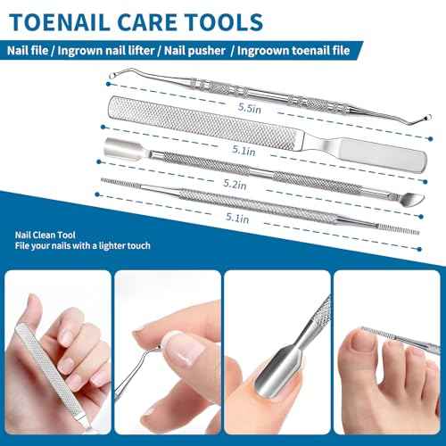 Professional Ingrown Toenail Tools 7-Piece Set ? 360¡Æ Rotating Nail Clipper, Toenail Lifter & Wide Opening Nipper | Podiatrist-Recommended Foot Care Kit for Thick & Ingrown Nails