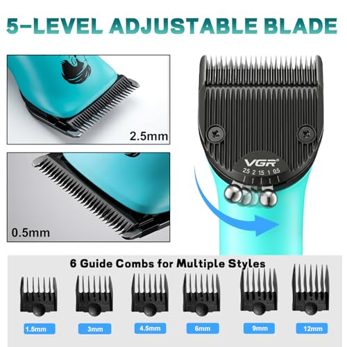 VGR 160 Cordless Hair Clippers for Men - 440min Runtime, Metal Body