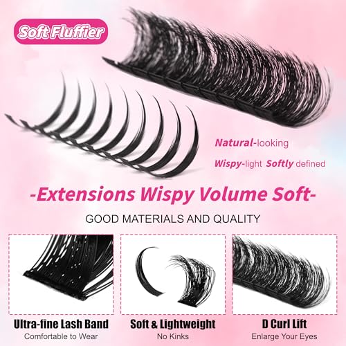 Wispy Cluster Lashes 290PCS - Spiky Volume Eyelash Extensions