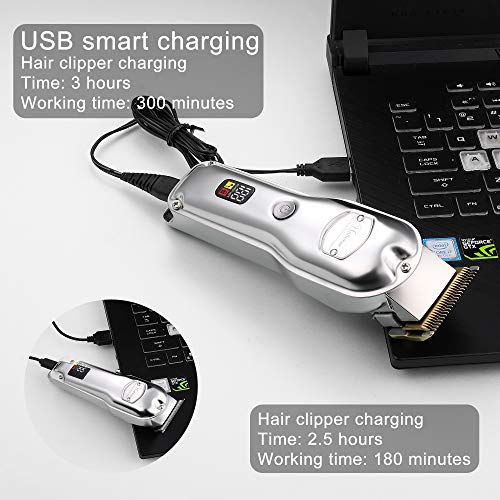 Hatteker Hair Clipper for Men IPX7 Waterproof Cordless Barber Clipper for Hair Cutting Kit with T-Blade Trimmer Beard Trimmer Clipper Professional USB Rechargeable