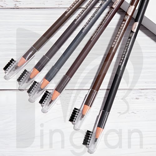 6-Pack 2mm Ultra-Thin Eyebrow Pencil with Brush Waterproof