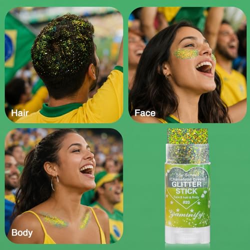 Green Gold Face Glitter Stick Waterproof Shimmer Makeup