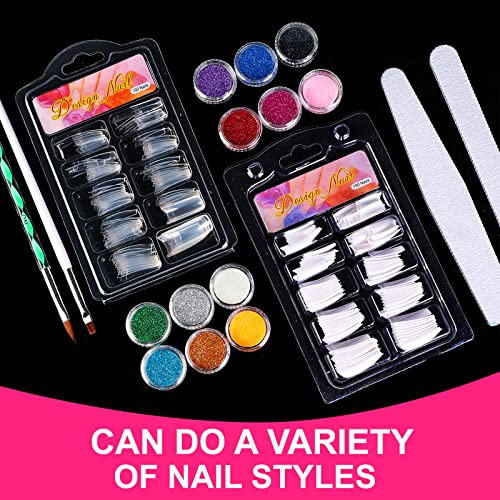 Acrylic Nail Kit for Beginners - Complete DIY Starter Set with Powders & Glitter