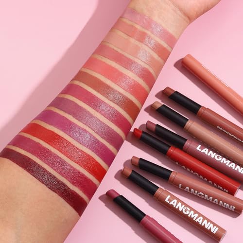 Jolilab 12Pcs Velvet Matte Lipstick Nude Matte Soft Dark Color Stick High Pigmented Long-Lasting Waterproof Lip Stick Lip Balm Beauty Cosmetics Gift for Women(01#-12#)