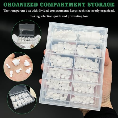 Gmlawsc 240 Pack White Press-On Toenails Set with Glue & Tabs for Women, Short Square Acrylic Fake Toenails, Full Cover, 12 Sizes