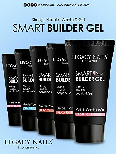 LEGACY NAILS SMART BUILDER GEL 1oz - Odor-Less, Full-Color Coverage, Advanced Viscosity Formula, Perfect for Sculpting Nail Extensions (Rose)