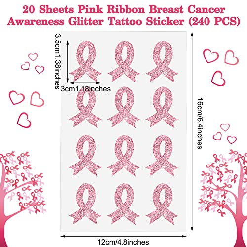 Breast Cancer Awareness Glitter Tattoo Stickers - 240 Pcs