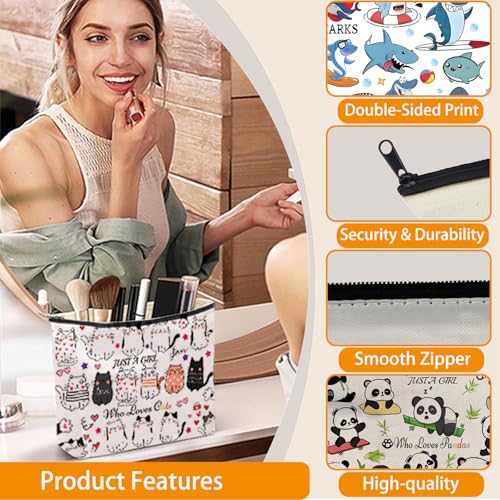 DOOX Cat Makeup Bags with Lining, Funny Cosmetic Bags Pencil Pouch - Double-Sided Print - Cute Cat Birthday & Christmas Gifts for Daughter, Sister, Women
