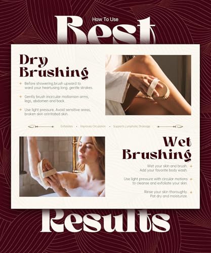 Natural Boar Bristle Dry Body Brush for Exfoliation