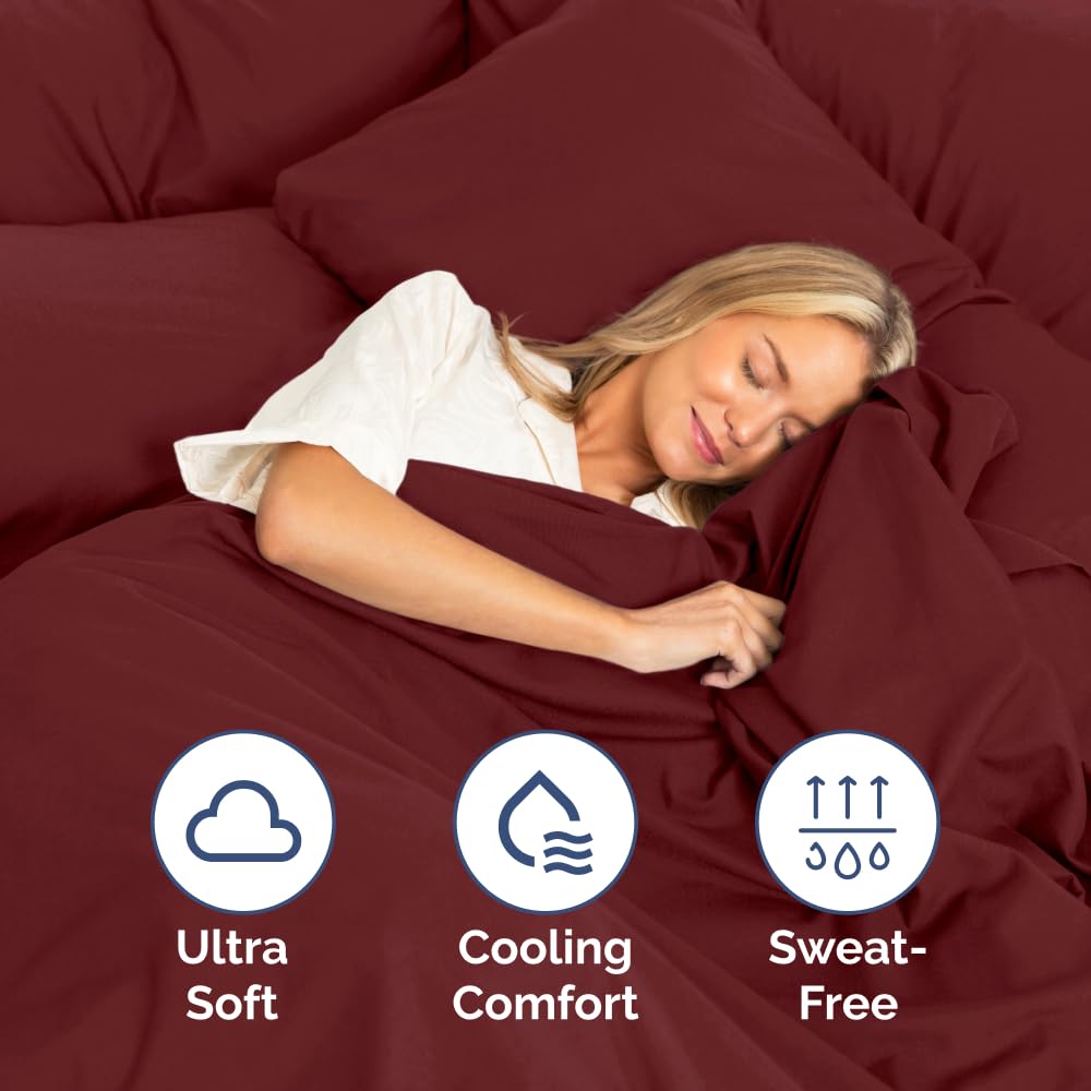 Twin 4 Piece Sheet Set - Breathable & Cooling Bed Sheets - Hotel Luxury Bed Sheets for Women, Men, Kids & Teens - Comfy Bedding w/ Deep Pockets & Easy Fit - Soft & Wrinkle Free - Twin Burgundy Sheets