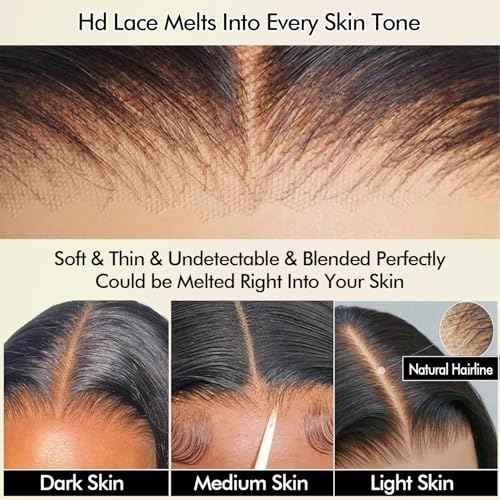 250% Density Glueless Wigs Human Hair Pre Plucked Pre Cut 7x6 HD Lace Closure Wigs Human Hair Body Wave Lace Front Wigs Human Hair for Women Drawstring Glueless Wigs for Beginners 22 Inch
