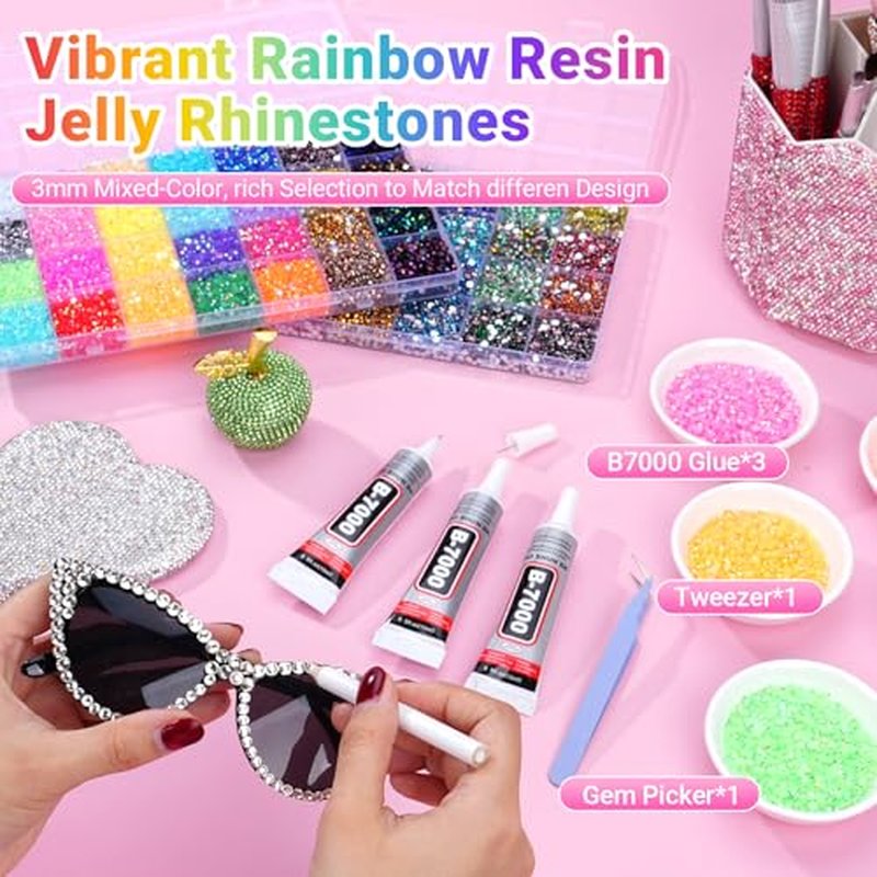 56 Color Bedazzling Kit with 79,000 3mm Rhinestones & Glue