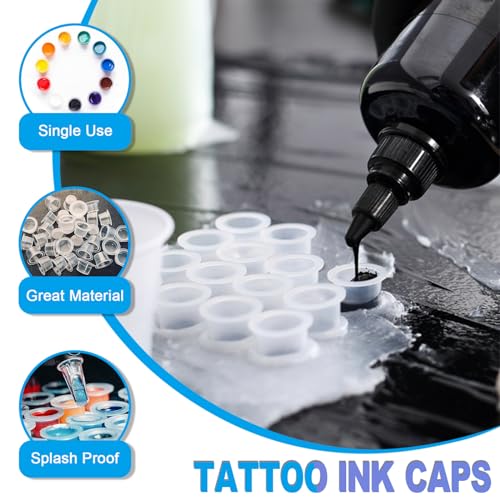 Emalla 303Pcs Tattoo Ink Caps Kit with 3 Holders