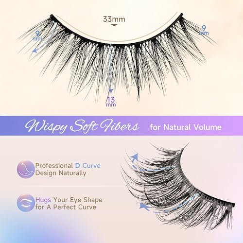 GAQQI Wispy D-Curve False Eyelashes - 7 Pairs Reusable Faux Mink