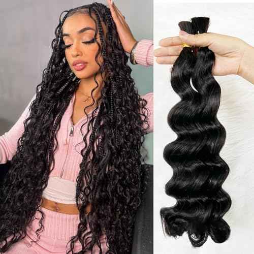 Loose Wave Human Braiding Hair Loose Wave Human Hair Bulk No Weft 100% Unprocessed Brazilian Human Hair Braiding Hair 18 Inch 100g (Pack of 1)