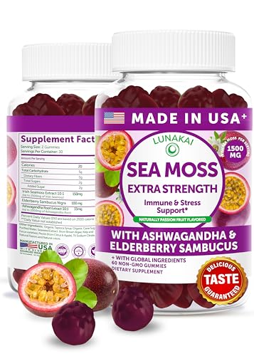 Lunakai Irish Sea Moss Gummies with Ashwagandha & Elderberry - 60ct
