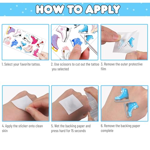 96PCS Ice Skating Temporary Tattoos – Winter Sports Party Favors