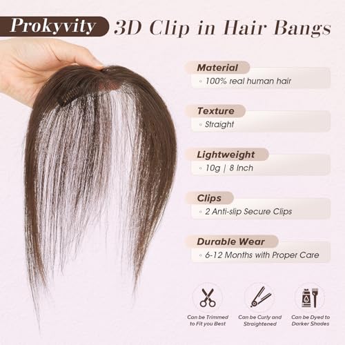 Clip-In Curtain Bangs - 100% Real Human Hair, Lightweight 9g