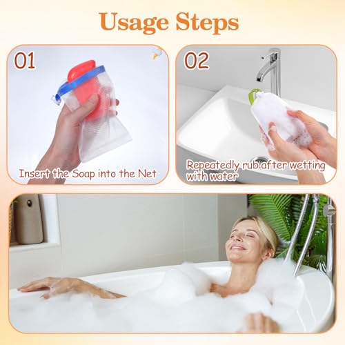 10 Pcs Mesh Soap Bags with Drawstring – Foaming Net for Bar Soap