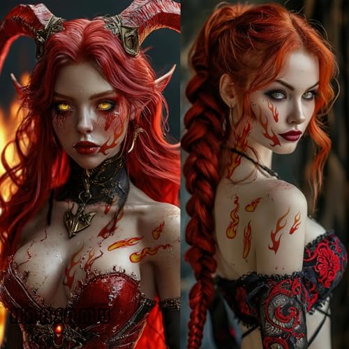Flame Temporary Tattoo Stickers - 6 Sheets Waterproof Face Body Art