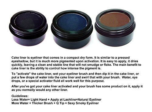 Pure Ziva Black Matte Cake Eyeliner & Pressed Eyeshadow, Water Activated Powder; Gluten & Cruelty Free