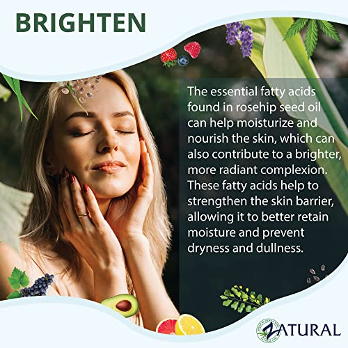 Zatural ROSA CANINA - Organic Rosehip Oil for Face, Nails, Hair and Skin - Cold Pressed Rose Hip Oil (4 oz)