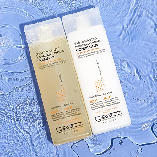GIOVANNI Eco Chic 50:50 Balanced Hydrating Calming Conditioner - Leaves Hair pH Balanced for Over-Processed, Lauryl & Laureth Lauryl & Laureth Sulfate Free, No Parabens, Color Safe - 8.5 oz
