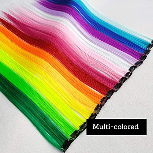 32-Pack Colored Clip-In Hair Extensions - 20 Inch Straight Synthetic