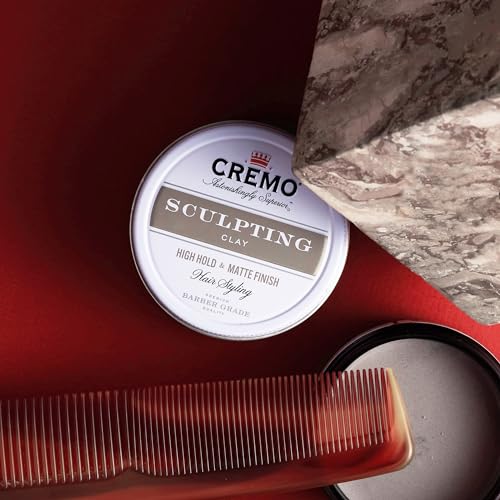 Cremo Premium Barber Grade Hair Styling Sculpting Clay, High Hold, Matte Finish, 4 Oz