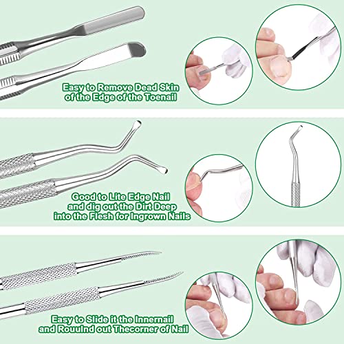 6-Pack Ingrown Toenail Removal Tool Kit - Stainless Steel Pedicure Set