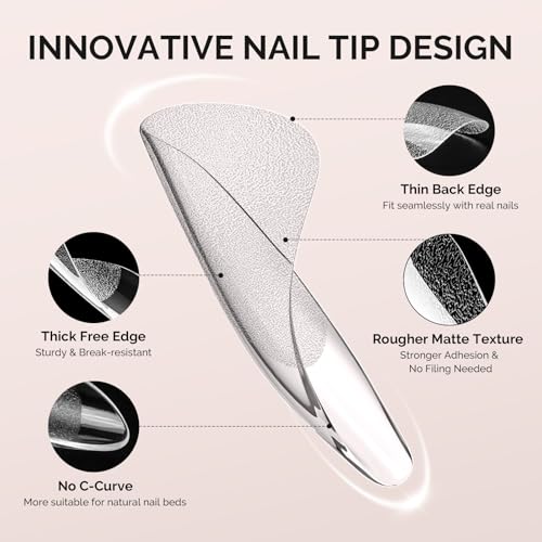MelodySusie 300Pcs Extra Short Ballerina Nail Tips - Clear Acrylic
