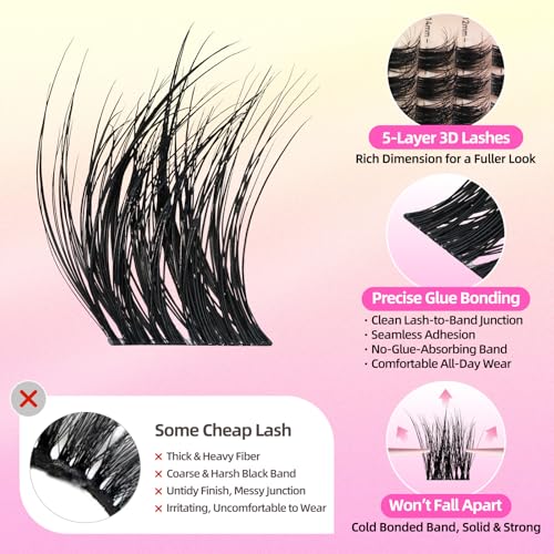 C Curl Eyelash Clusters - 0.05mm Ultra-Thin Band, 8-18mm