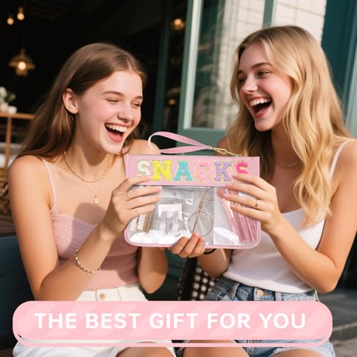 Siwara Clear Cosmetic Bag with Chenille Letters Travel Makeup Pouch
