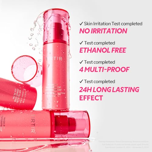 TIRTIR Waterproof Setting Spray ? 24 Hour Long Lasting Fix, Sweatproof Water Resistant Makeup Finisher ? Ethanol Free, Semi Matte Finish for Oily Skin ? Korean Makeup Fixer (Pack of 2)