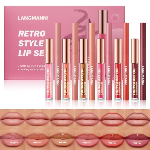 6 Matte Lip Liners & Nourishing Lip Oil Set
