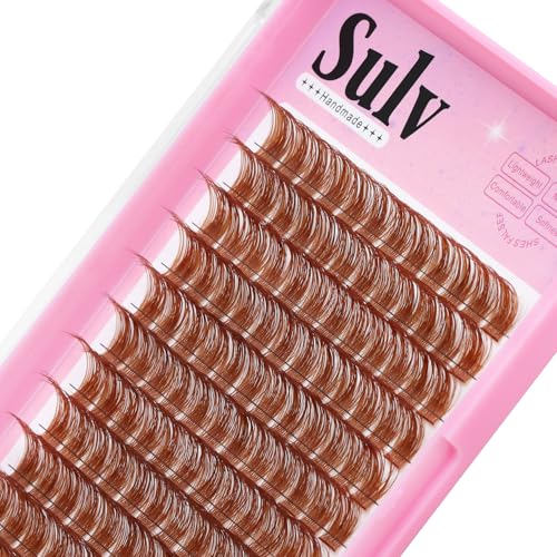 Light Brown False Eyelash Clusters 144Pcs D Curl 8-20mm