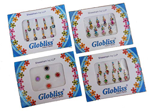 12 Pack Bindi Gems Collection - Colorful Forehead Face Stickers