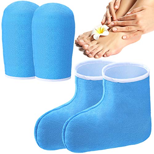 Geyoga Paraffin Wax Mitts and Booties Set, Terry Cloth Spa Gloves (4 Pcs)