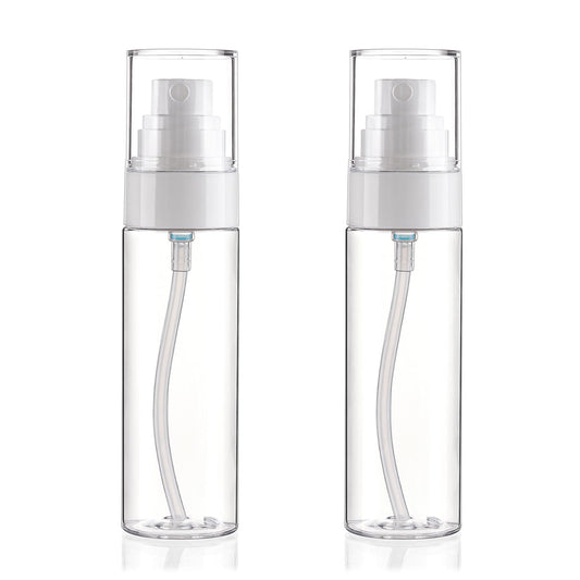 Fine Mist Spray Bottle Plastic Spray Bottles 3.4oz/100ml 2Pack Makeup Setting Sprayer TSA Approved Empty Cosmetic Refillable Travel Bottle Water Perfume Essential Oils Skincare Makeup Lotion Hair Mist