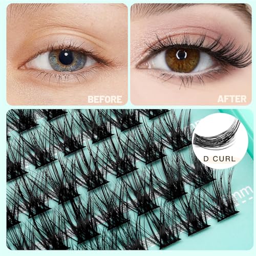 Bodermincer Eyelashes Clusters 10-12-14mm Mixed/12-14-16mm Mixed/14-16-18mm Mixed/16-18-20mm Mixed Nature D Curl False Lashes Cluster Eyelashes (10-12-14mm Mixed)