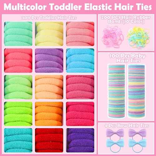 Toddler Hair Accessories, Cotton Toddler Elastic Hair Ties Baby Hair Ties with Hair Clips Hair Tail Tools, Girls Hair Accessories for Girls Baby Toddlers Kids
