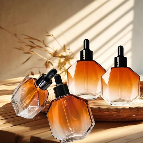 Amber Glass Dropper Bottles 50ml - Set of 6 Essential Oil Bottles
