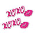 2 XOXO Kiss Lipstick Pink Kiss Mark on Clear 9'' Kissing Lips Stickers Car Hot Lips Vinyl Decals (Clear Background)