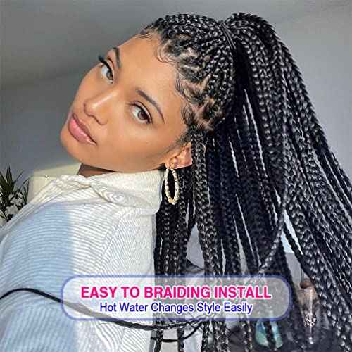 8 Pack Pre Stretched Extensions - 16" Premium Braiding Hair, 55G/Pack, Itch-Free, Hot Water Setting, Perm Yaki Texture (#1B)