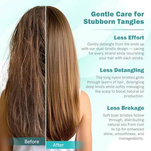 Curved Detangler Brush for Women Kid Men, 2 Pack Boar Bristle Vented Hair Brush Set with Clips for Fine Thick Hair Smoothing, Detangling, Faster Blow Drying