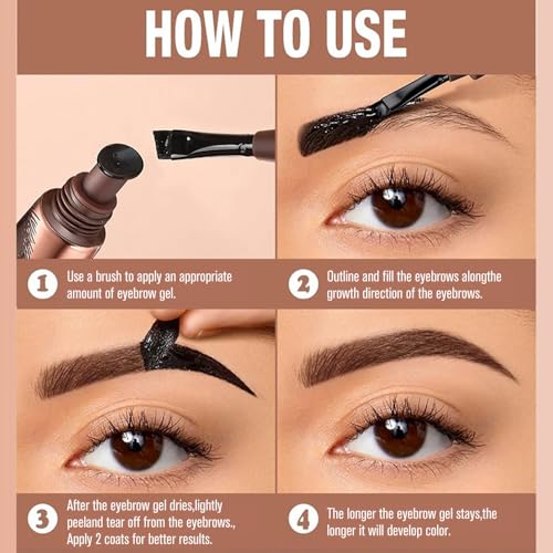 FeiCuiYun Peel Off Eyebrow Tint Gel - Red Brown, Waterproof 5 Days