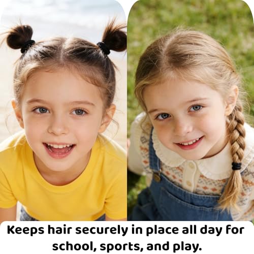 500 Black Baby Hair Ties - Soft Seamless Ponytail Holders for Toddlers