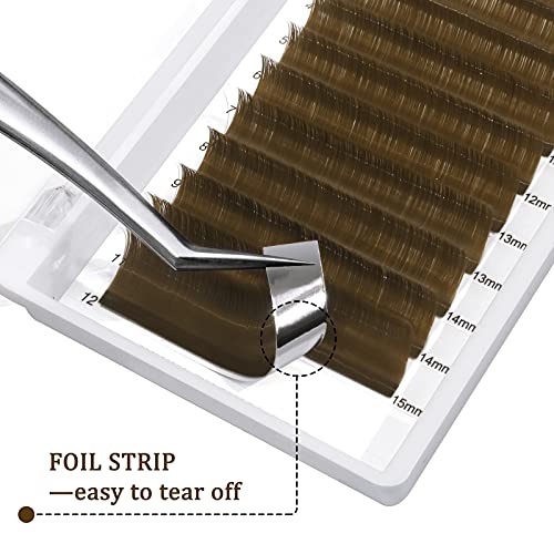 QUEWEL Brown Volume Lash Extensions 0.07 D Curl 9-16mm Mix