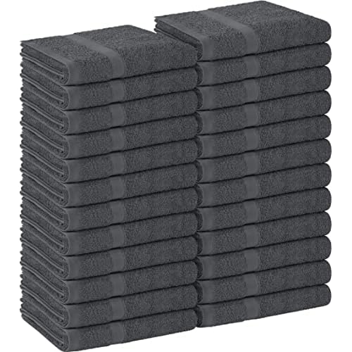 Utopia Towels, Salon Towel, Pack of 24, Not Bleach Proof, 16 by 27 Inches, Highly Absorbent Cotton Towels for Hand, Gym, Beauty, Spa, and Home Hair Care, Grey