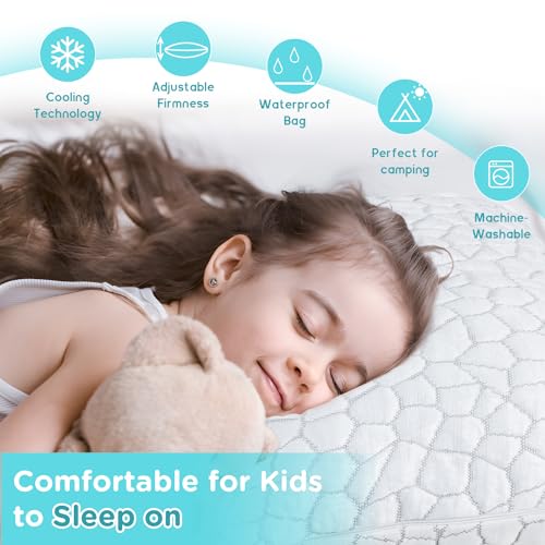 SUPA MODERN Cooling Bed Pillows for Sleeping 1 Pack Shredded Memory Foam Pillows Adjustable Cool Pillow for Side Back Stomach Sleepers Luxury Gel Pillows Toddler Pillow with Washable Removable Cover